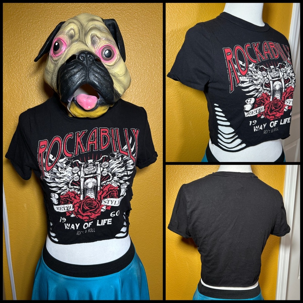JANUARY 7, thrashed, Rockabilly crop top!!